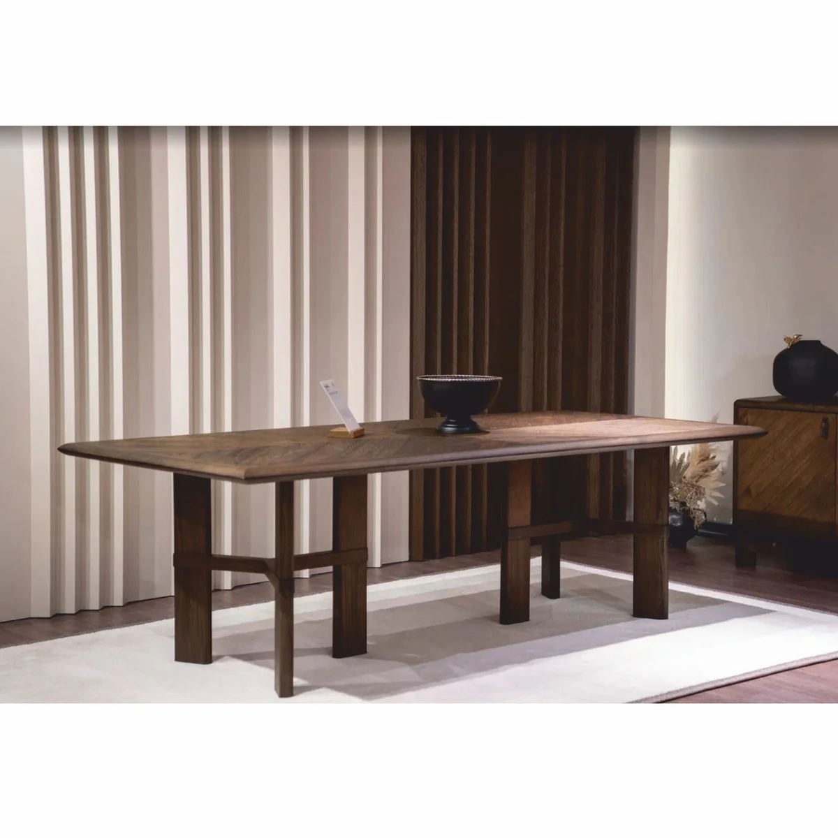 Luxury solid wood dining table brown 200 cm - dining room furniture