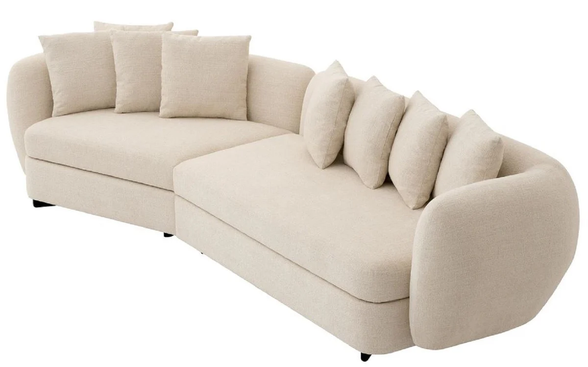 Luxury sofa beige / black 314 x 130 x H. 68 cm - Curved living room sofa - Hotel sofa - Living room furniture - Hotel furniture - Luxury furniture - Luxury furnishings