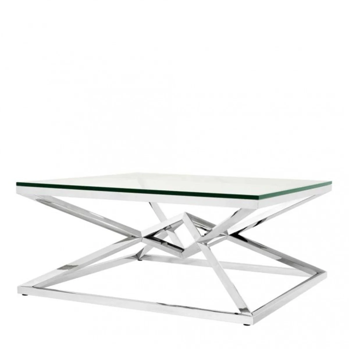 Luxury coffee table stainless steel nickel finish 100 x 100 x H. 45 cm - living room table furniture