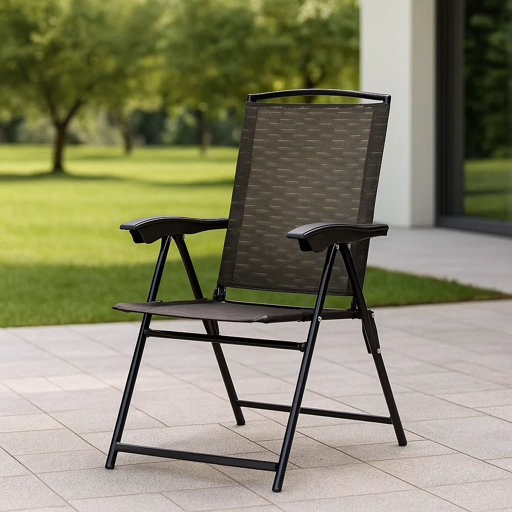 Gartenstuhl, schwarz, klappbar, Stahl, für den Außenbereich, 68 x 53 x 90 cm