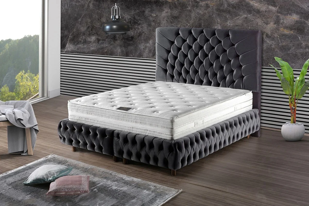 Luxury Double Bed Gray / Brown - Various Sizes - Modern Bed with Mattress - Bedroom Furniture