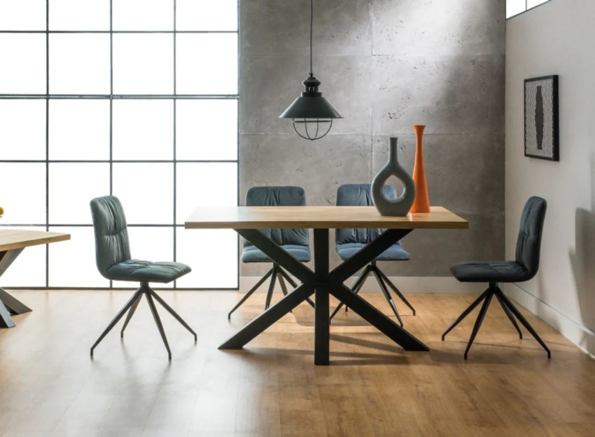 Designer solid wood dining table natural colors / black - various sizes - kitchen table with solid oak table top - kitchen furniture