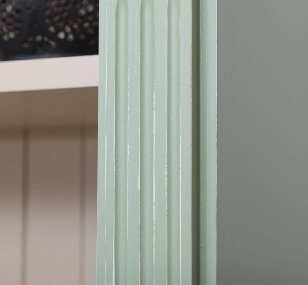 Country house style bookcase green / gray 120 x 39 x H. 197 cm - solid wood cupboard - living room cupboard - office cupboard - country house style furniture