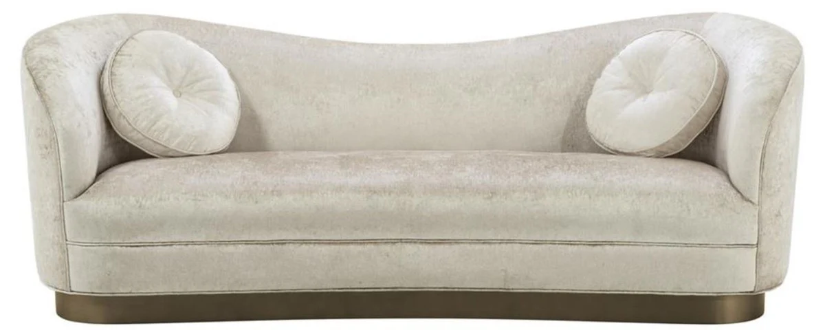 Luxury living room sofa white-beige / bronze 230 x 85 x H. 82 cm - Curved luxury couch with 2 decorative cushions