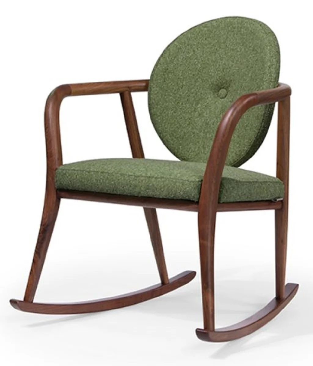 Luxury rocking chair green / brown 66.5 x 71 x H. 87.5 cm - Padded solid wood chair with armrests - Luxury living room furniture