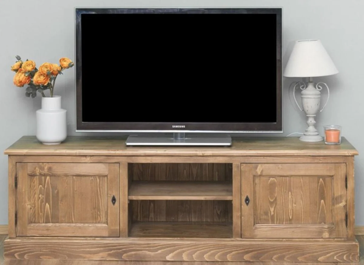 Country house style sideboard with 2 doors brown 180 x 46 x H. 56 cm - solid wood TV cabinet - living room cabinet - furniture in country house style