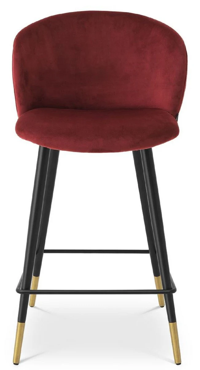 Luxury bar chair Bordeaux red / black / gold 50.5 x 54 x H. 92.5 cm - Luxury bar stool with backrest and elegant velvet - Luxury bar furniture