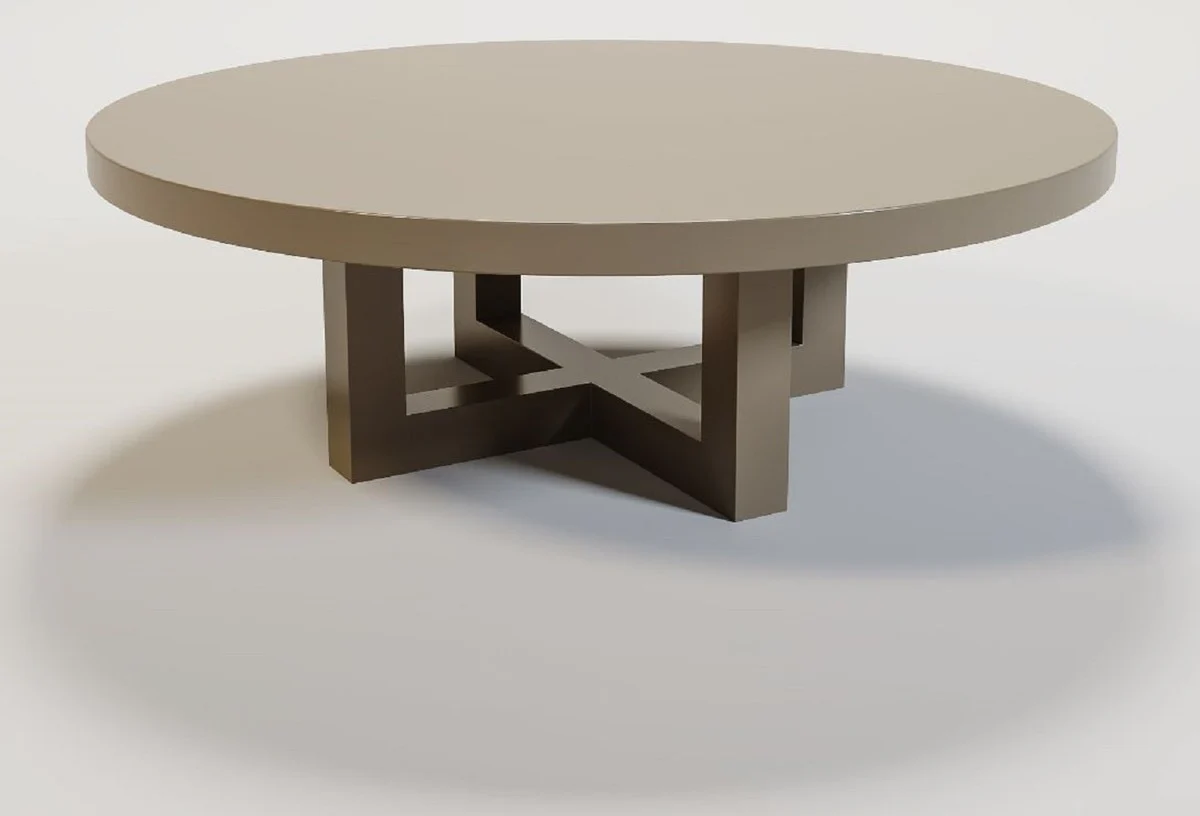 Luxury coffee table matt taupe Ø 120 x H. 40 cm - Round solid wood living room table - Luxury solid wood living room furniture