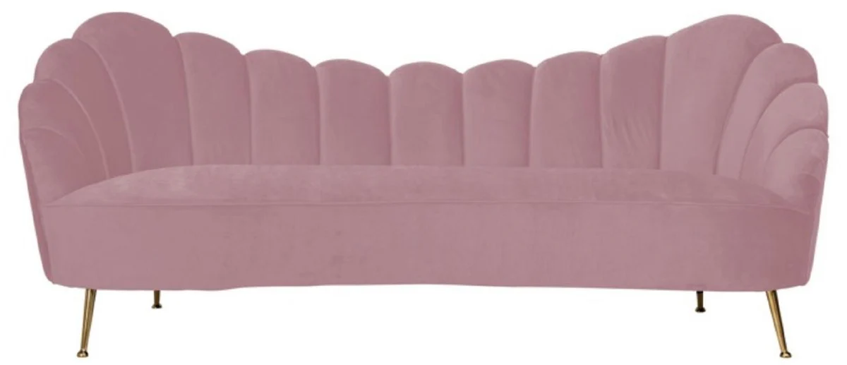 Luxury velvet sofa pink / gold 230 x 94 x H. 90 cm - living room sofa with elegant velvet fabric - living room furniture - luxury furniture - living room furnishings - luxury furnishings
