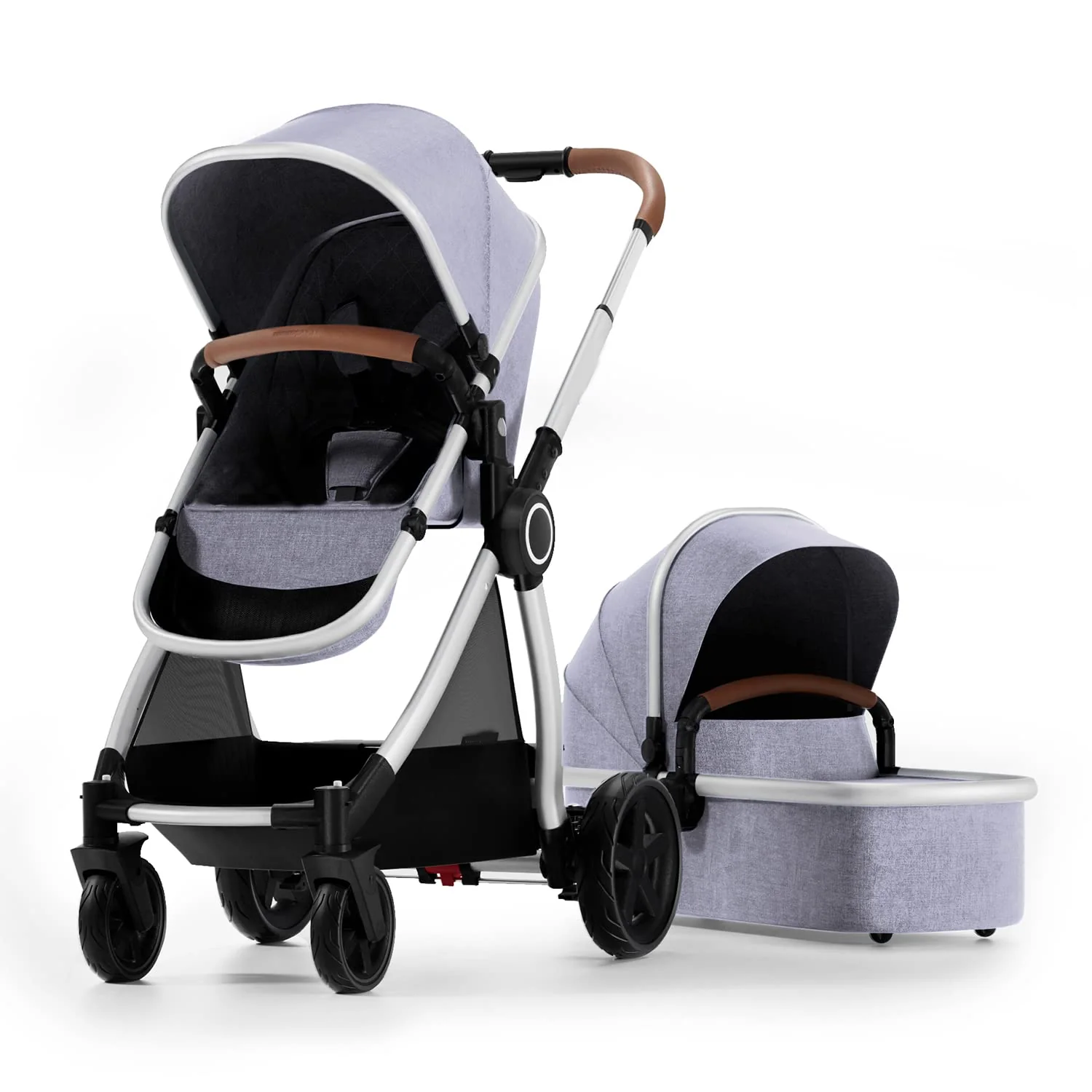 Kinderwagen mit abnehmbarem Stubenwagen – Kinderwagen in voller Größe für bequeme Ausflüge mit dem Baby – Kleinkind-Kinderwagen mit umkehrbarem Kinderwagensitz – Kinderwagen mit leichtgängigem Stubenwagen