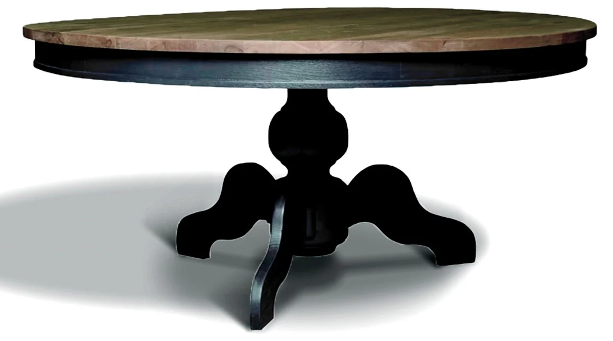 Art Nouveau dining table solid oak round wood colors / black Ø 160 x H. 77 cm - Round solid wood dining room table