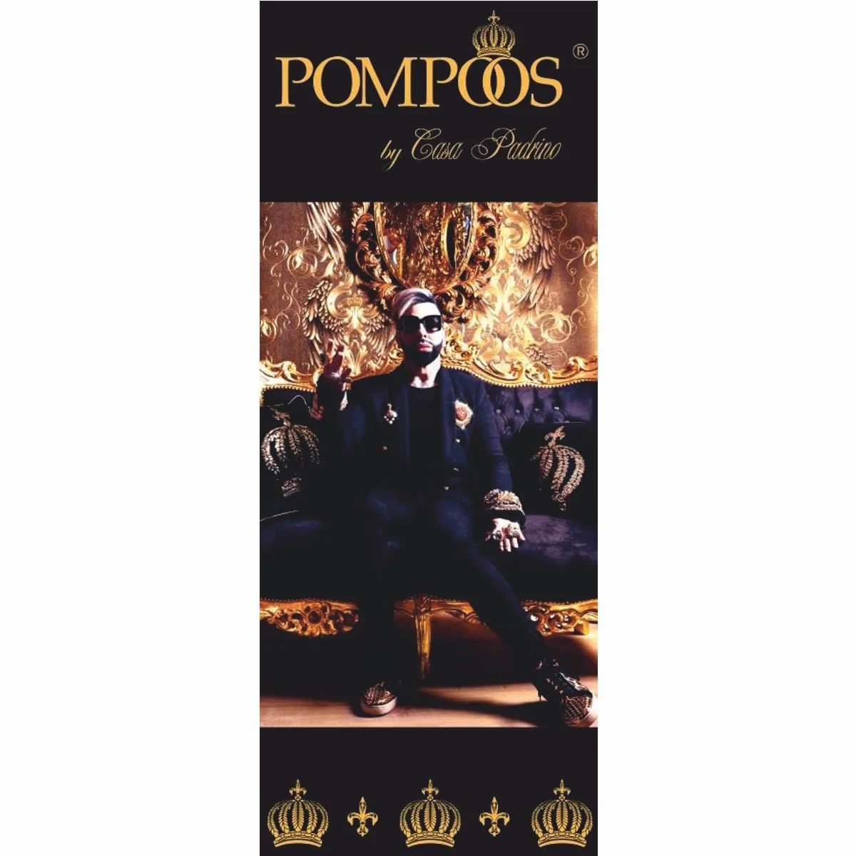 Pompöös by Luxury Baroque Stool Round Gold / Red Pattern / Brown / Gold