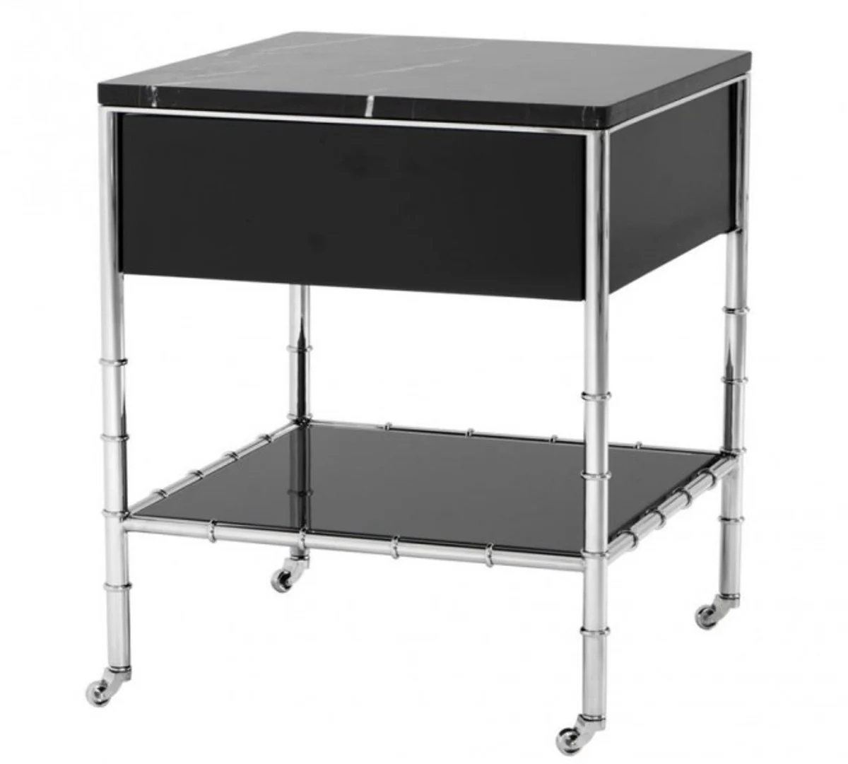 Luxury Art Deco designer side table with marble top and smoked glass - Luxury Collection