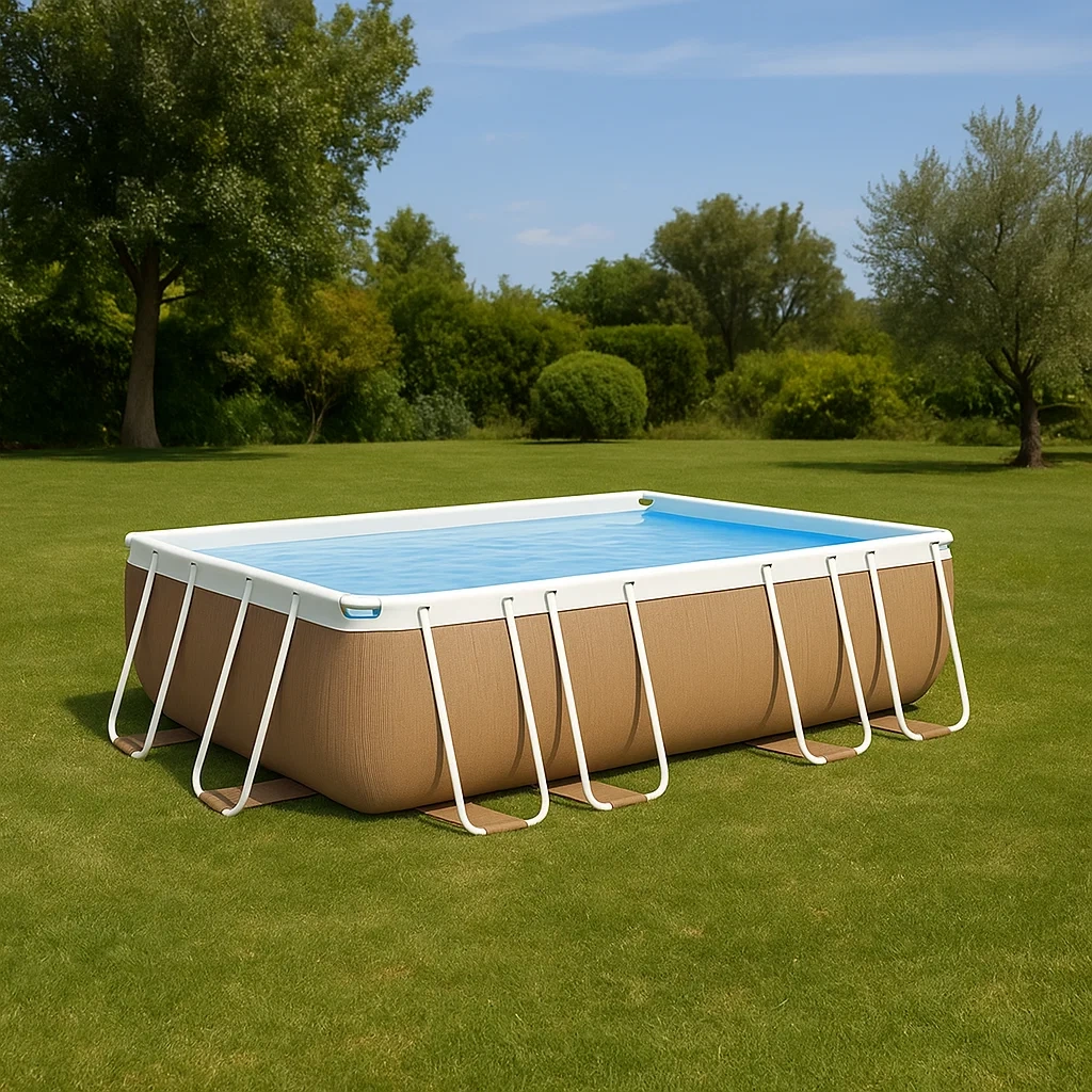 Rechteckiger Röhrenpool, 7250 Liter, PVC mit Stahlrahmen, beige, freistehend, 400 x 200 x 122 cm - FRBFgWgXKssL
