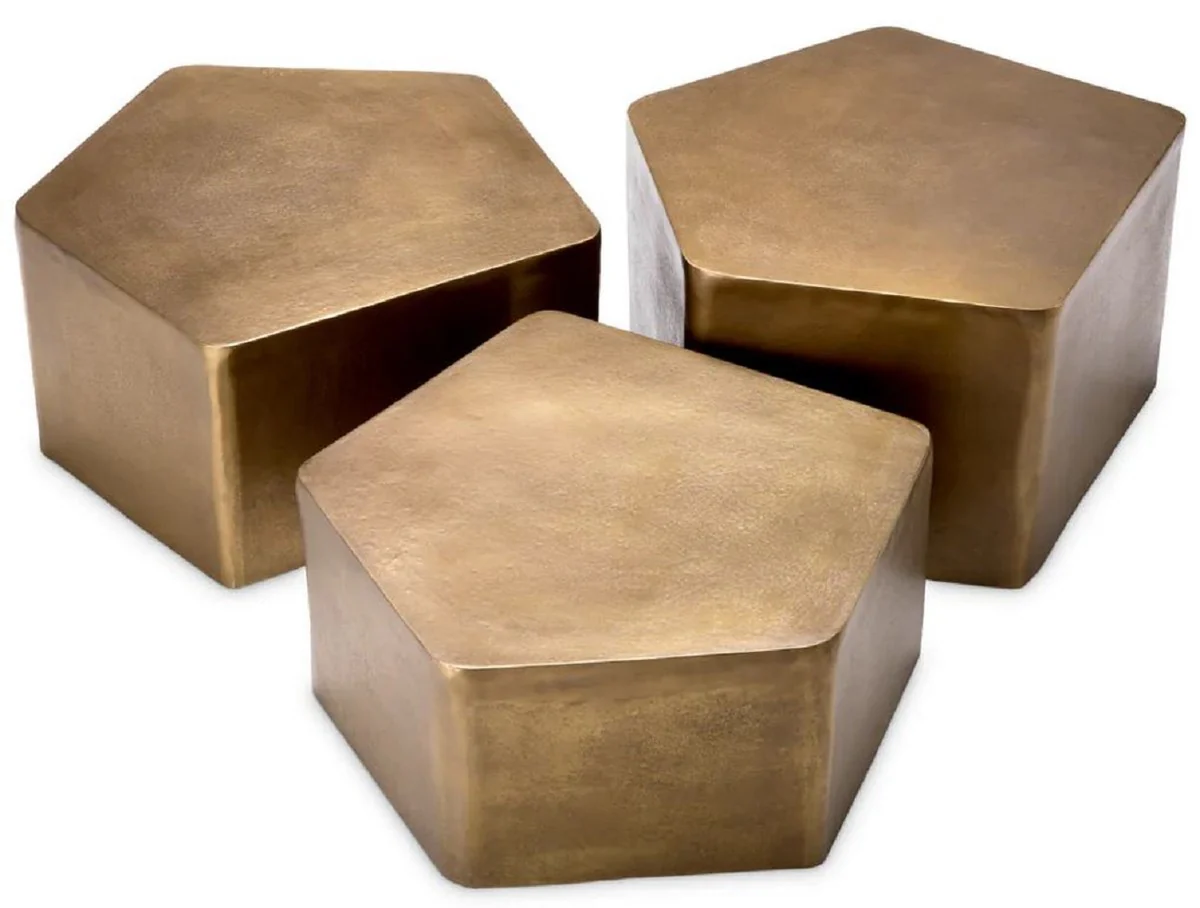 Luxus Aluminum Couchtisch 3er Set Vintage Brass