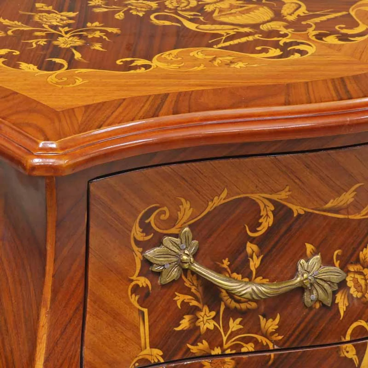 Baroque chest of drawers with 2 drawers in brown inlays / brass 80 x 50 x H. 75 cm - Baroque style furniture