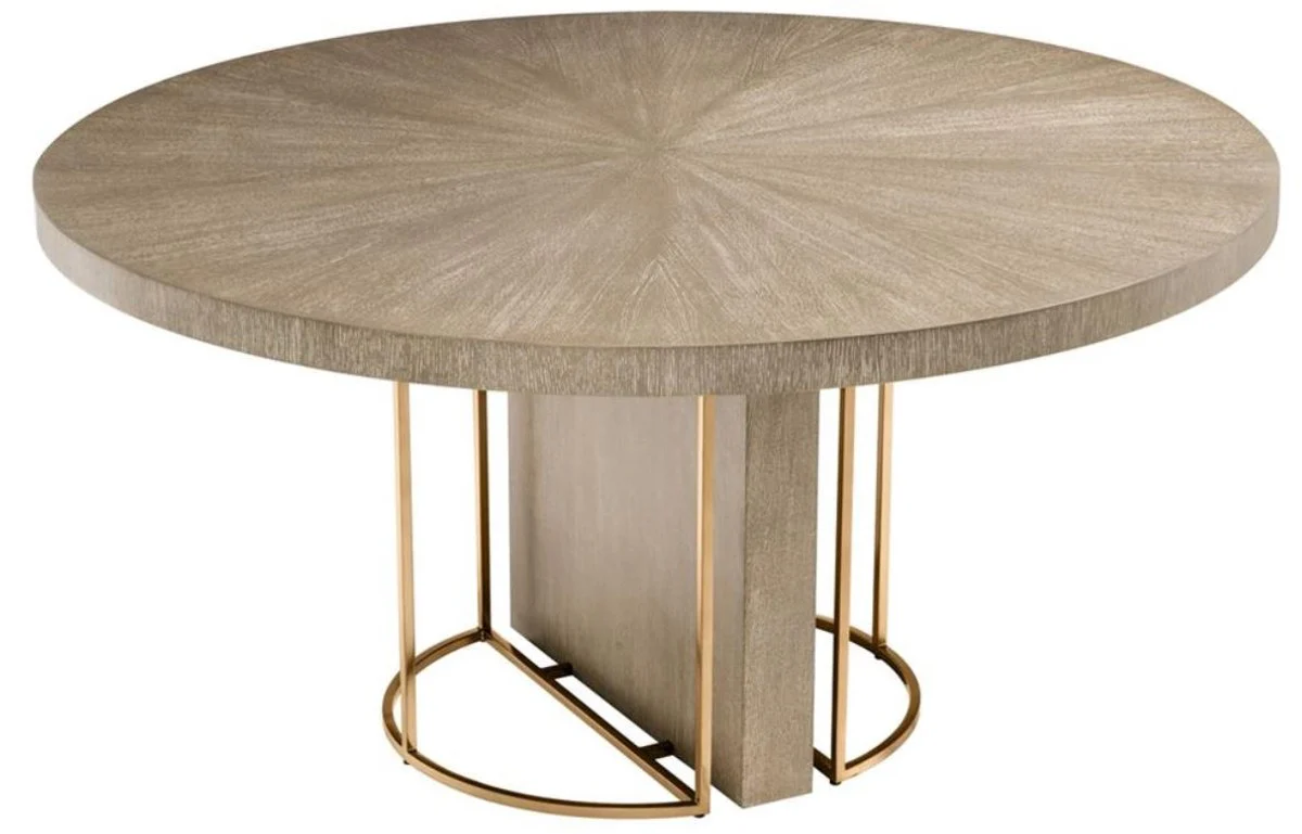 Luxury dining table brown / brass Ø 150 x H. 75 cm - luxury quality