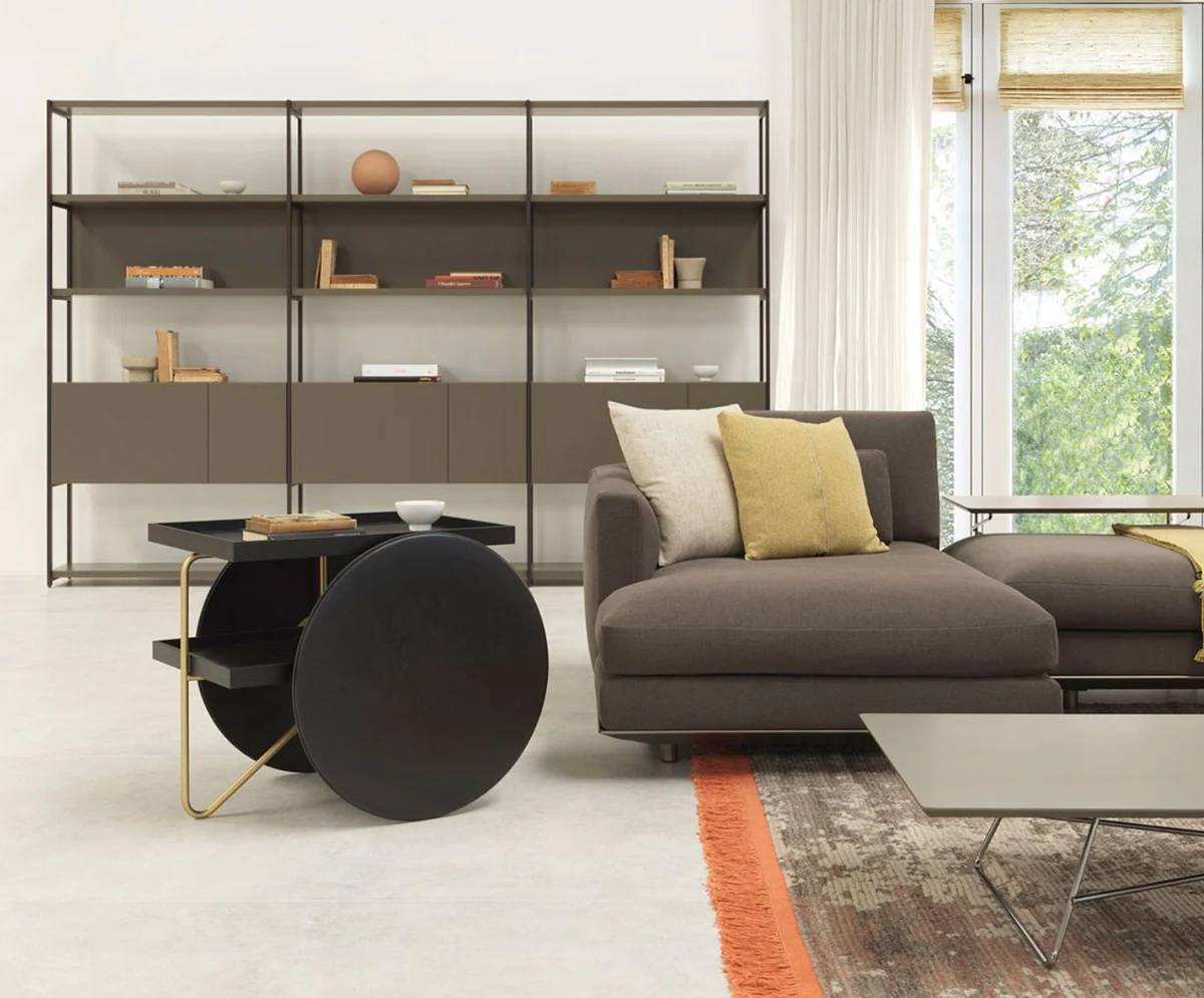 Luxury side table with wheels black / gold - Made in Italy