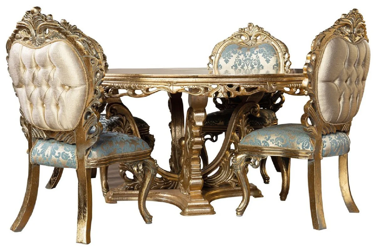 Luxury Baroque Dining Room Chair Turquoise / Gold - Baroque Dining Room Furniture