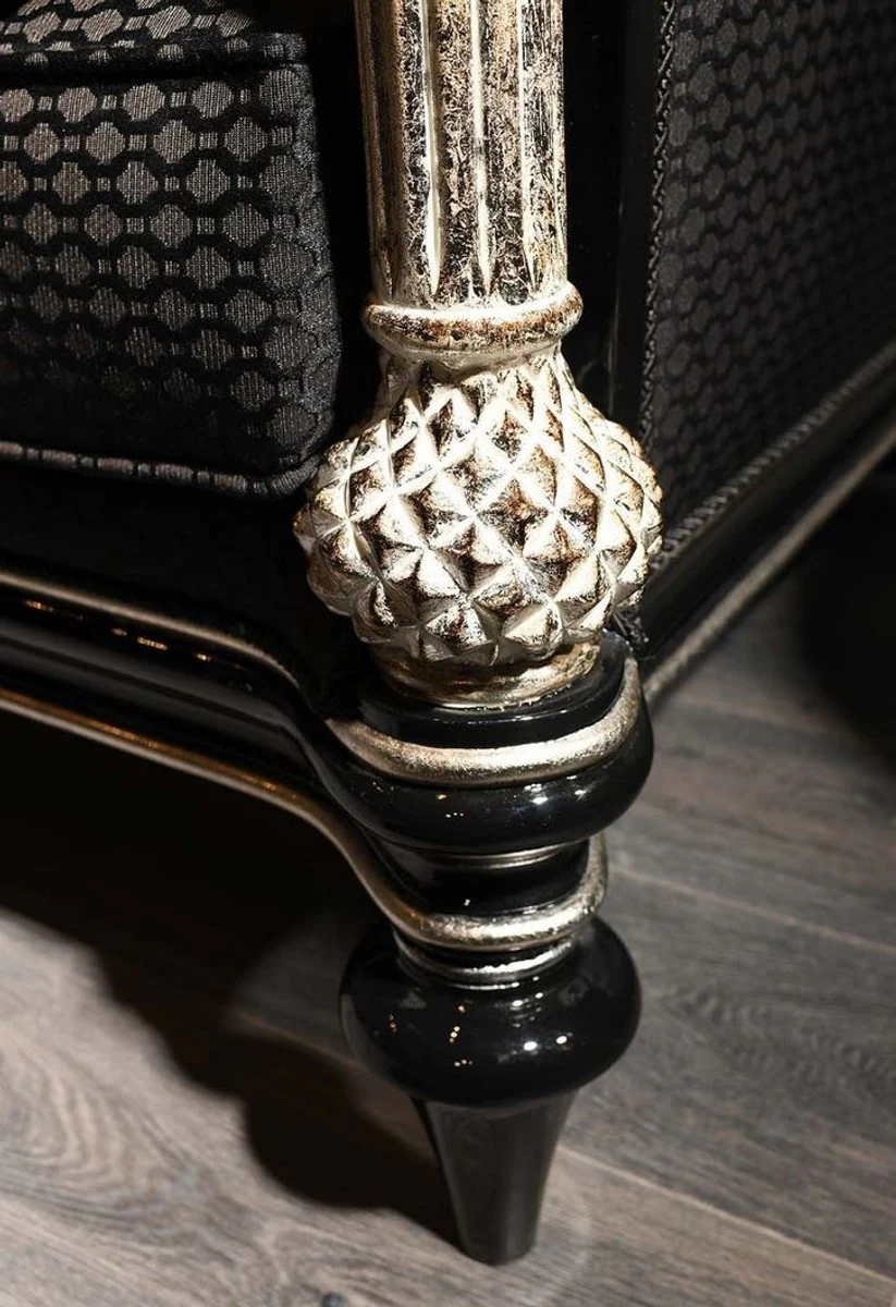 Luxury baroque sofa black / gray / silver / antique gold 250 x 95 x H. 80 cm - magnificent living room sofa in baroque style