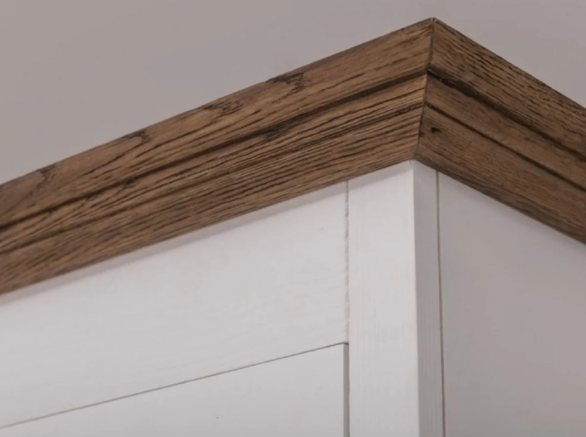 Country house style kitchen cabinet white / brown 138 x 50 x H. 197 cm - 2-part kitchen cabinet with 5 doors and 7 drawers - country house style kitchen furniture