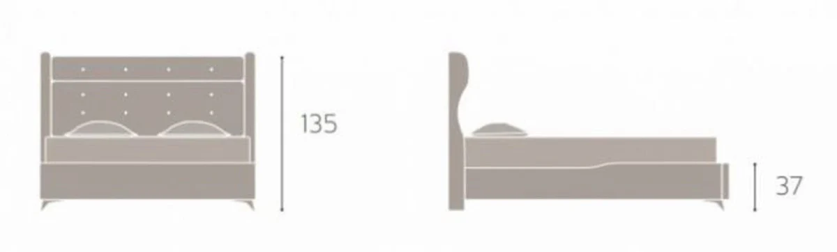 Luxury Double Bed Gray / Gold - Modern Solid Wood Bed - Modern Bedroom & Hotel Furniture - Luxury Collection