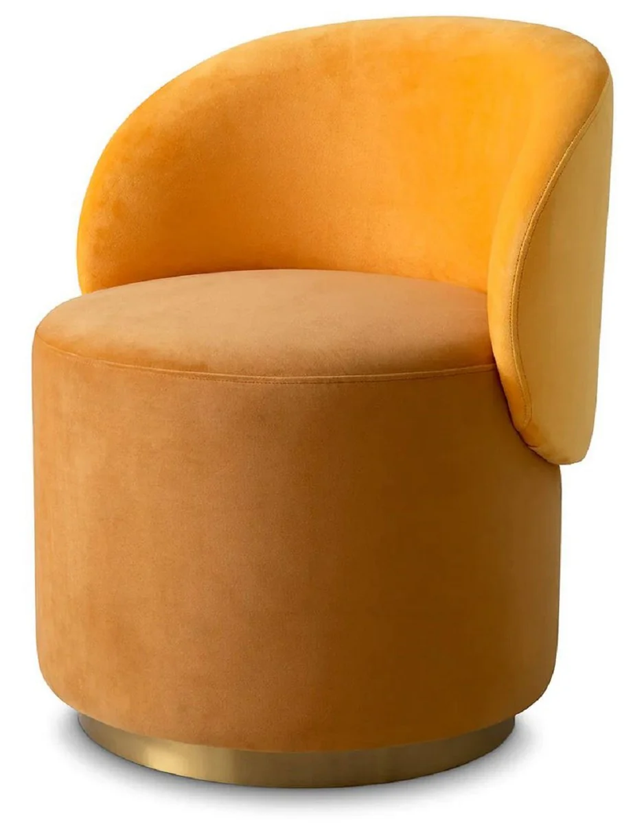 Luxury velvet dining room chair dark yellow / yellow / brass 60 x 55 x H. 73.5 cm - swivel chair with elegant velvet fabric - dining room furniture - luxury furniture - luxury quality
