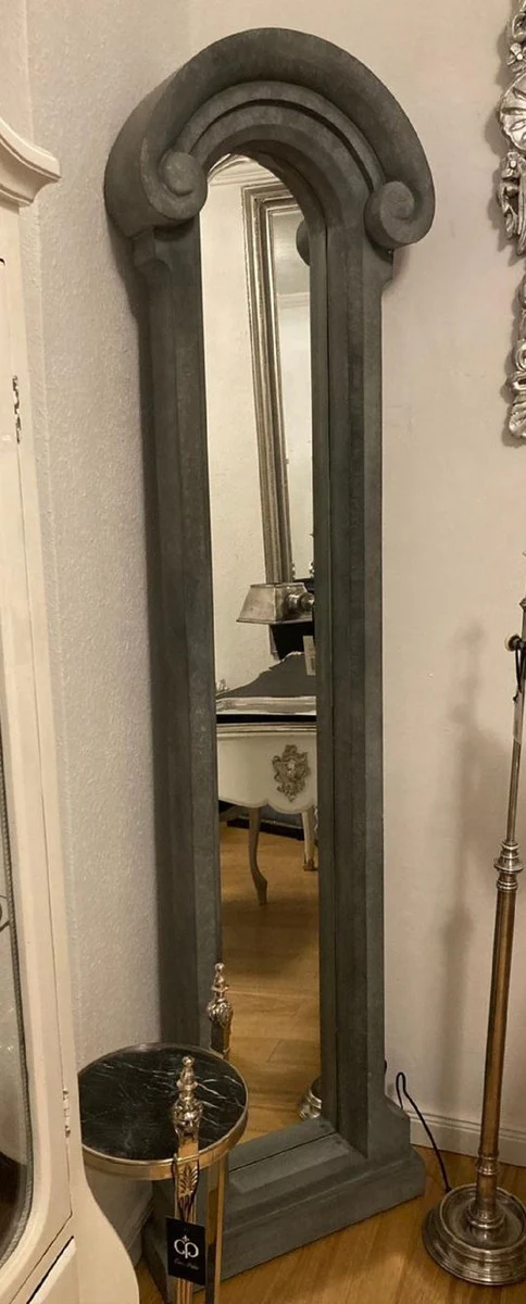 Landhausstil Spiegel Grau 50 x H. 201 cm - Schmaler rechteckiger Wandspiegel - Landhausstil Massivholz Wandspiegel - Landhausstil Möbel - Landhausstil Interior