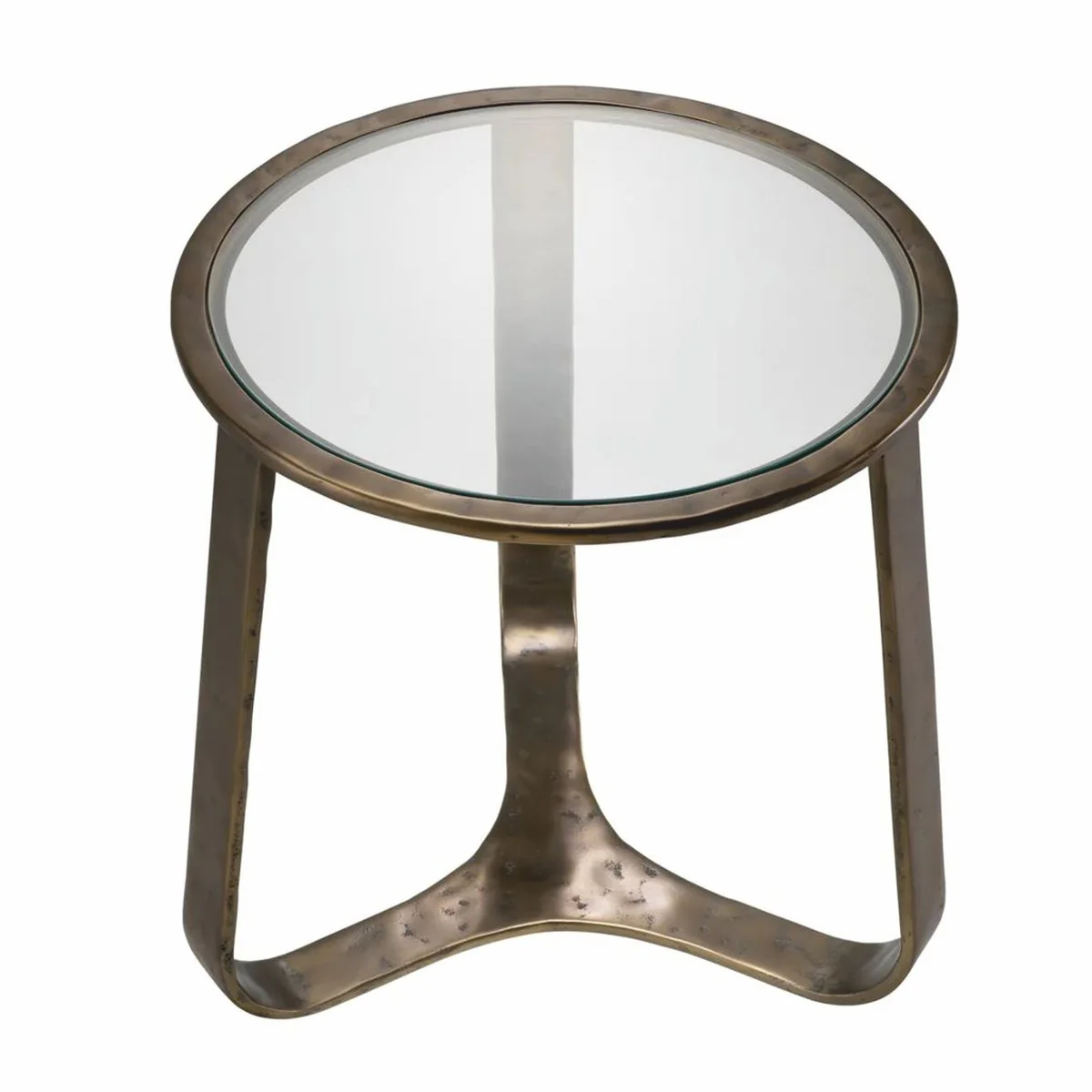Luxury aluminum side table with glass top bronze Ø 50 cm - living room furniture