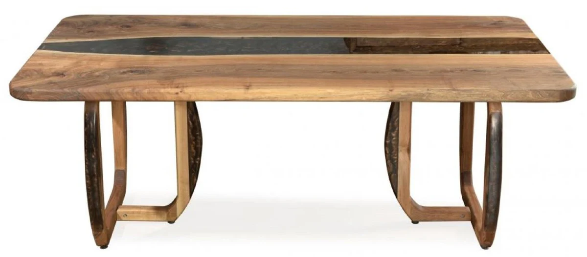 Luxury dining table brown 200 x 100 x H. 76 cm - Rectangular kitchen table with epoxy resin - Dining room furniture - Epoxy resin furniture - Luxury furniture