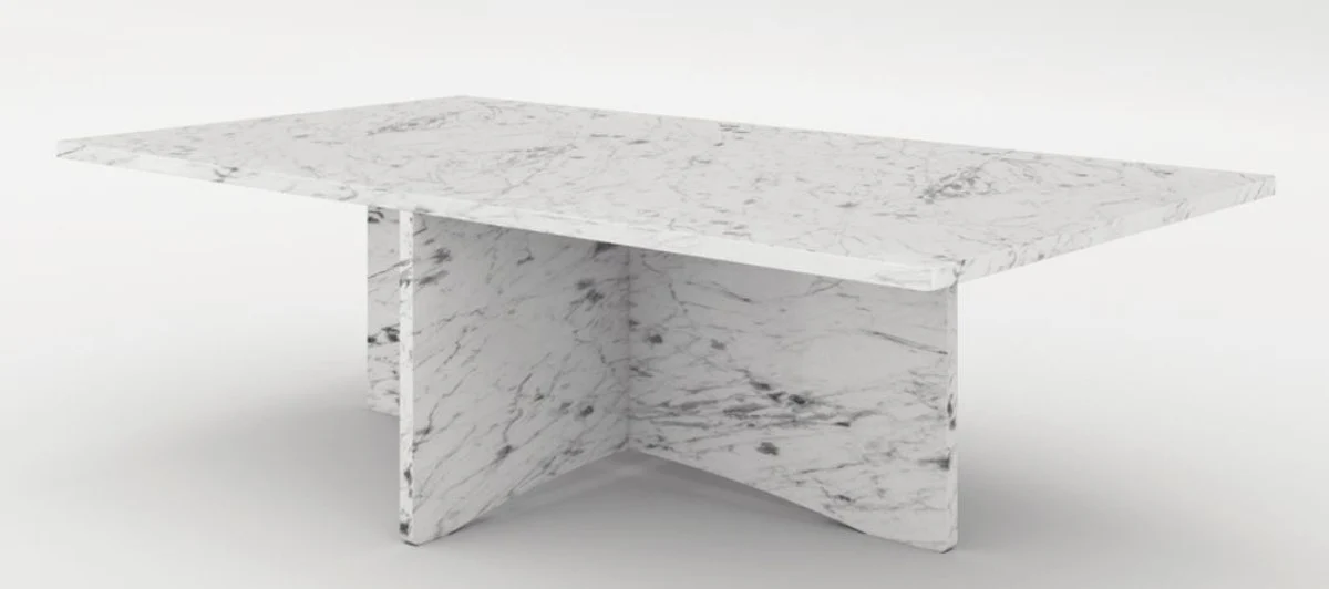 Luxury marble coffee table white 130 x 70 x H. 35 cm - Rectangular living room table made of high-quality Spanish Carrara marble - Luxury furniture