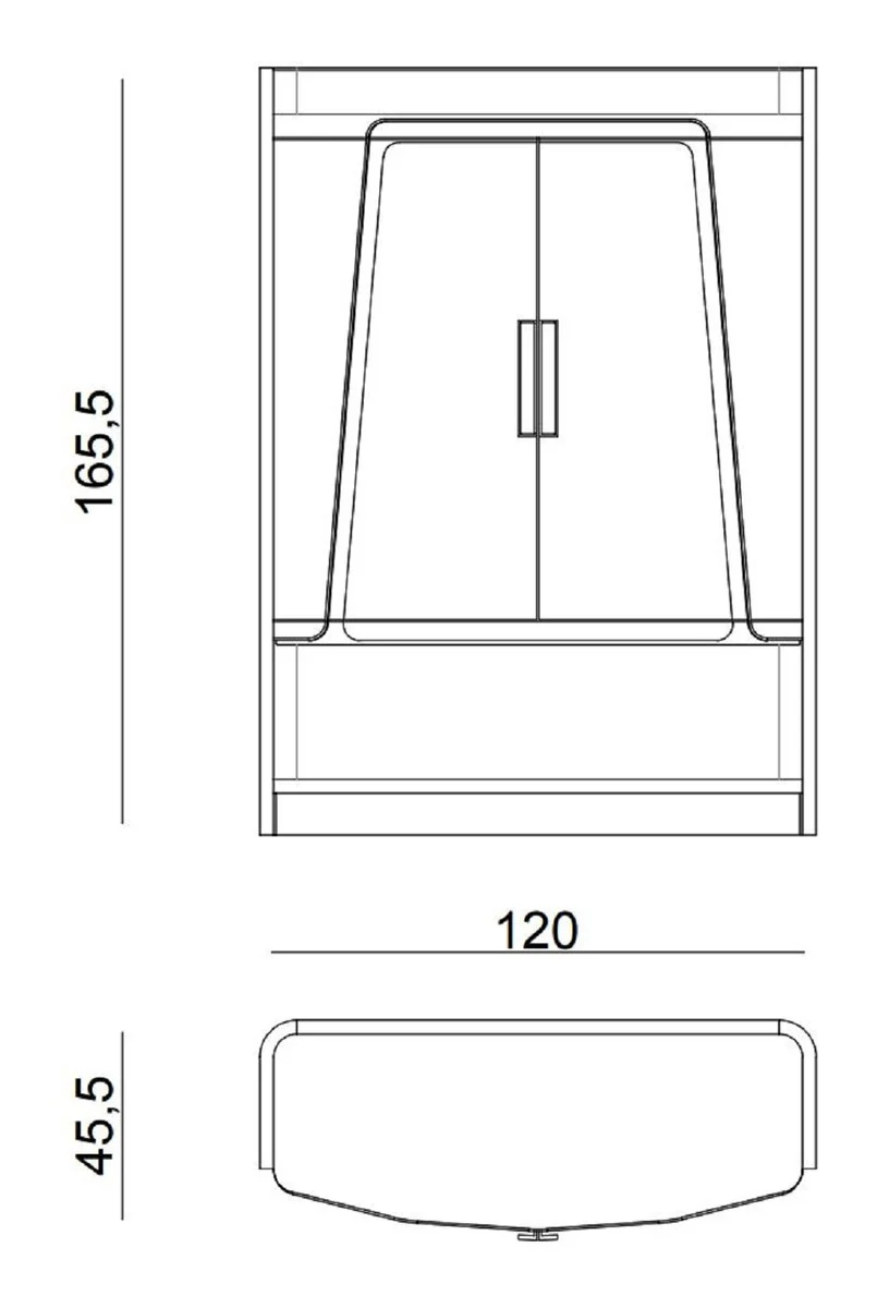 Luxury bar cabinet gray / gold 120 x 45.5 x H. 165.5 cm - solid wood wine cabinet with 2 doors - bar furniture - hotel furniture - luxury furniture