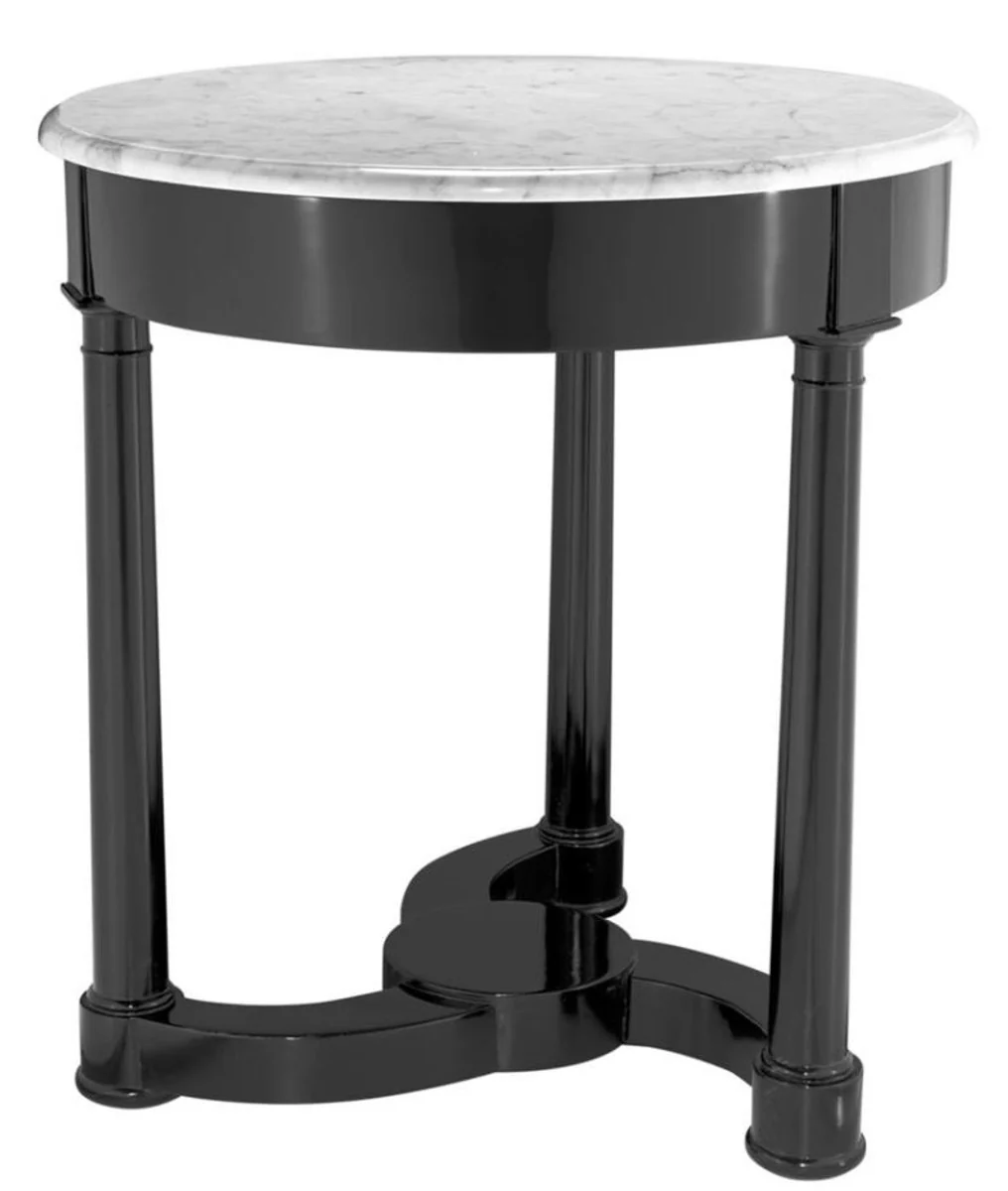 Black side table with white marble top 66 x H. 71.5 cm - Luxury Collection