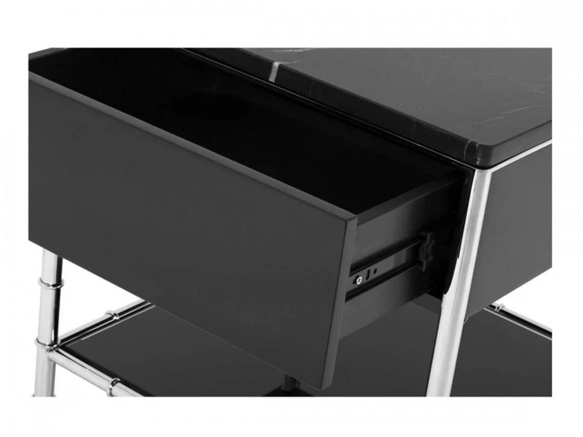 Luxury Art Deco designer side table with marble top and smoked glass - Luxury Collection