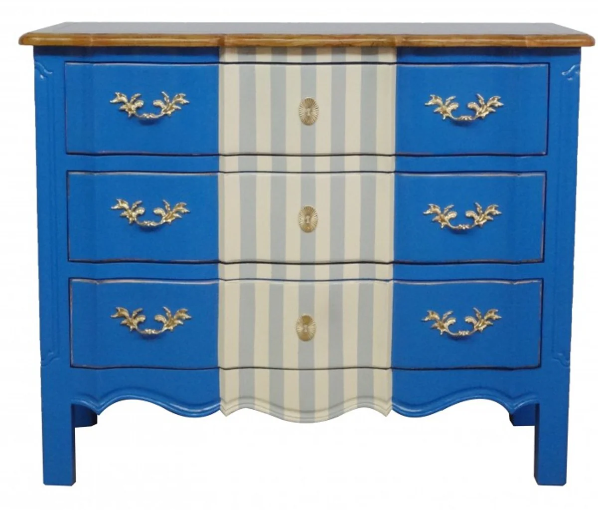 Baroque chest of drawers blue / white gray / wood colors 105 cm