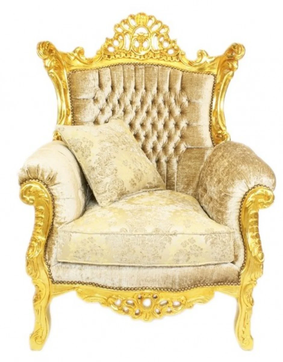 Baroque living room set Master cream velvet / gold - 3 seater sofa + 2 armchairs - Limited Edition!