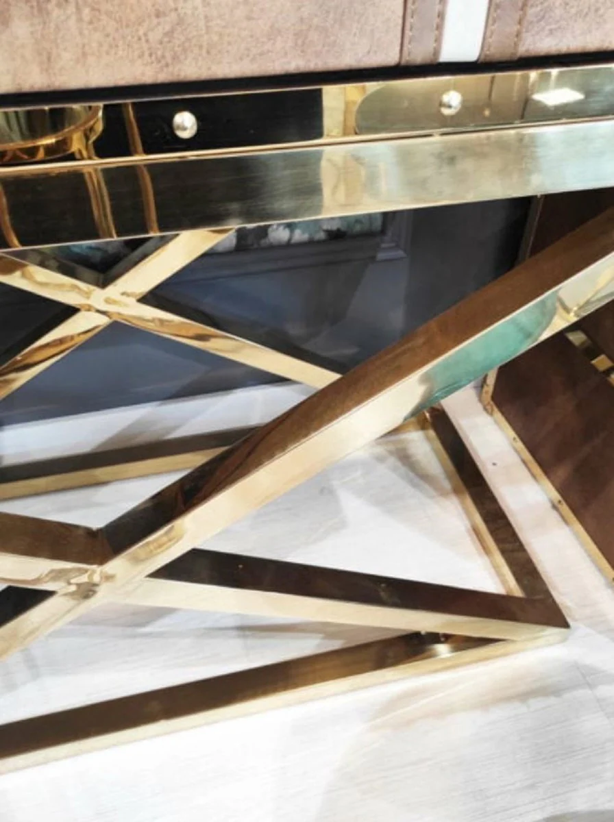 Luxury bar cabinet brown / gold 108 x 48 x H. 180 cm - Elegant wine cabinet with 2 doors - Luxury bar furniture