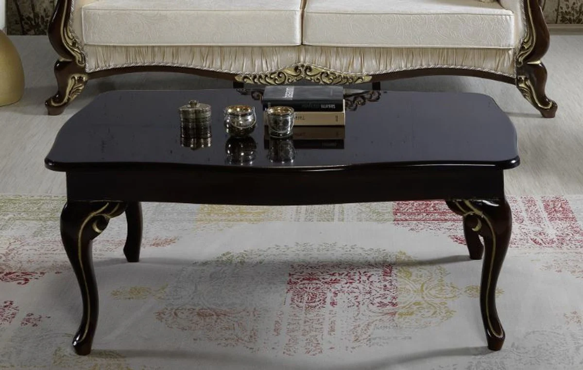 Baroque coffee table black / gold 105 x 74 x H. 50 cm - Baroque style living room table - Baroque living room furniture