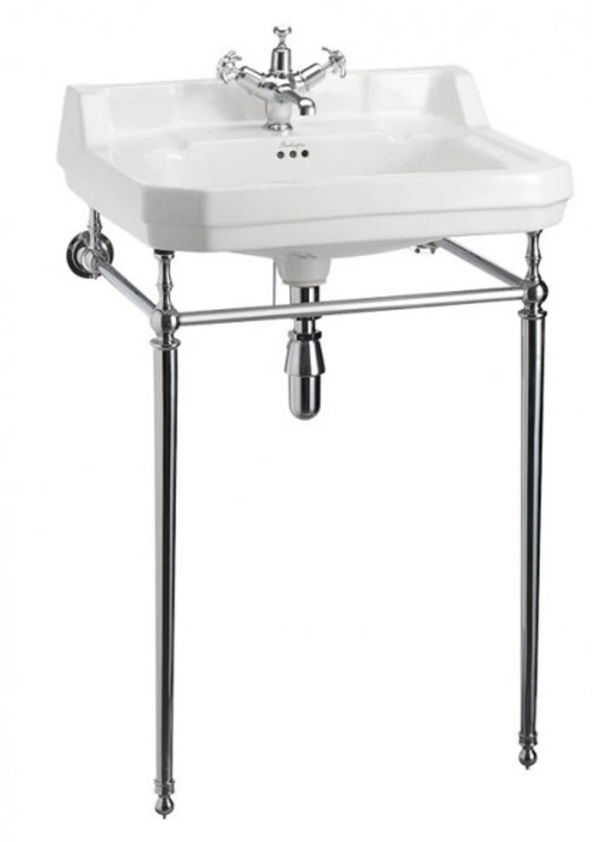 Art Nouveau Standing Washbasin White / Chrome W 61cm Mod5 - Art Deco Washbasin Baroque Antique Style