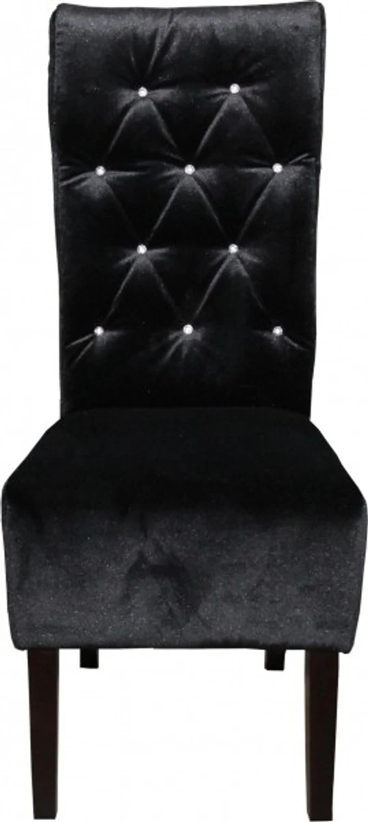 Designer Chesterfield Dining Chair Black with Bling Bling Rhinestones