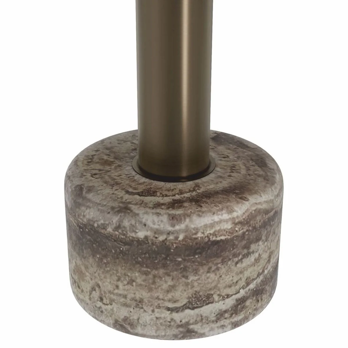 Luxury travertine dining table gray / bronze Ø 120 cm - dining room furniture