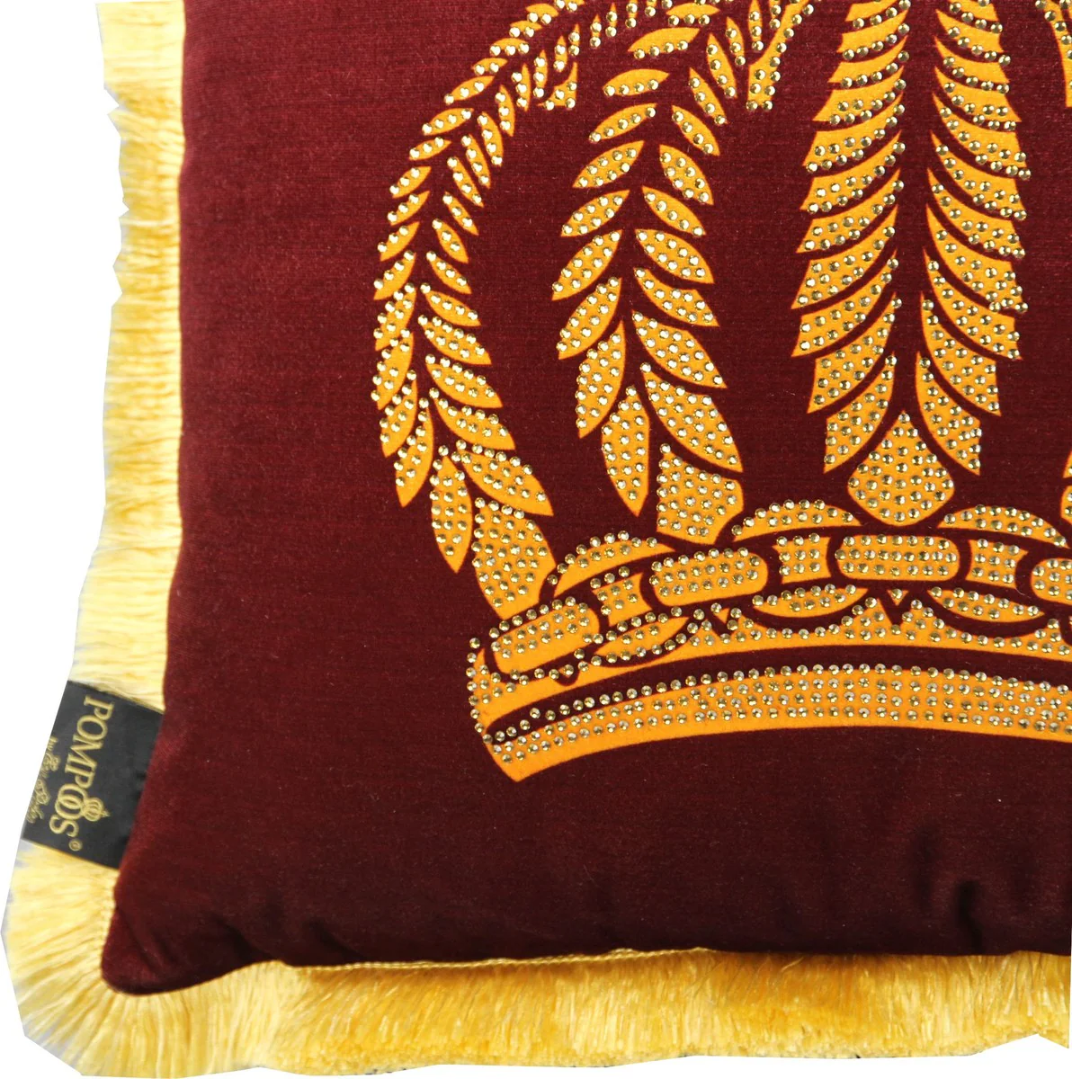Harald Glööckler luxury decorative cushion Pompöös by Bordeaux / gold crown with rhinestones - Glööckler cushion