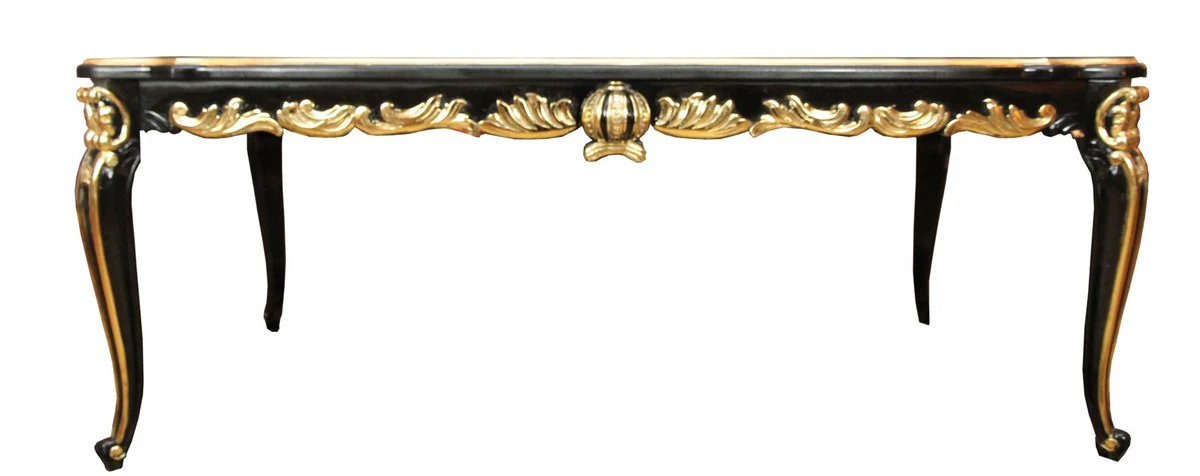 Pompöös by Baroque luxury dining table with glass top black / gold 180 x 100 cm - Pompöös baroque dining table designed by Harald Glööckler