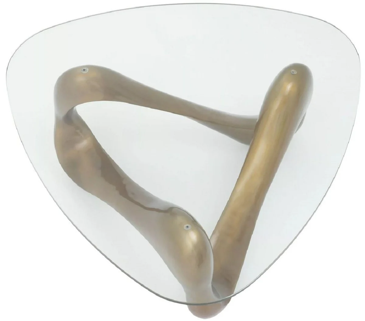 Luxury coffee table vintage brass 100.5 x 98 x H. 43.5 cm - aluminum living room table with glass top - living room furniture - luxury furniture - luxury furnishings - living room furnishings