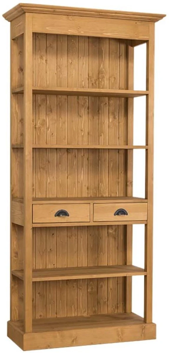 Country house style shelf cabinet natural colors 90 x 39 x H. 197 cm - country house style cabinet with 2 drawers