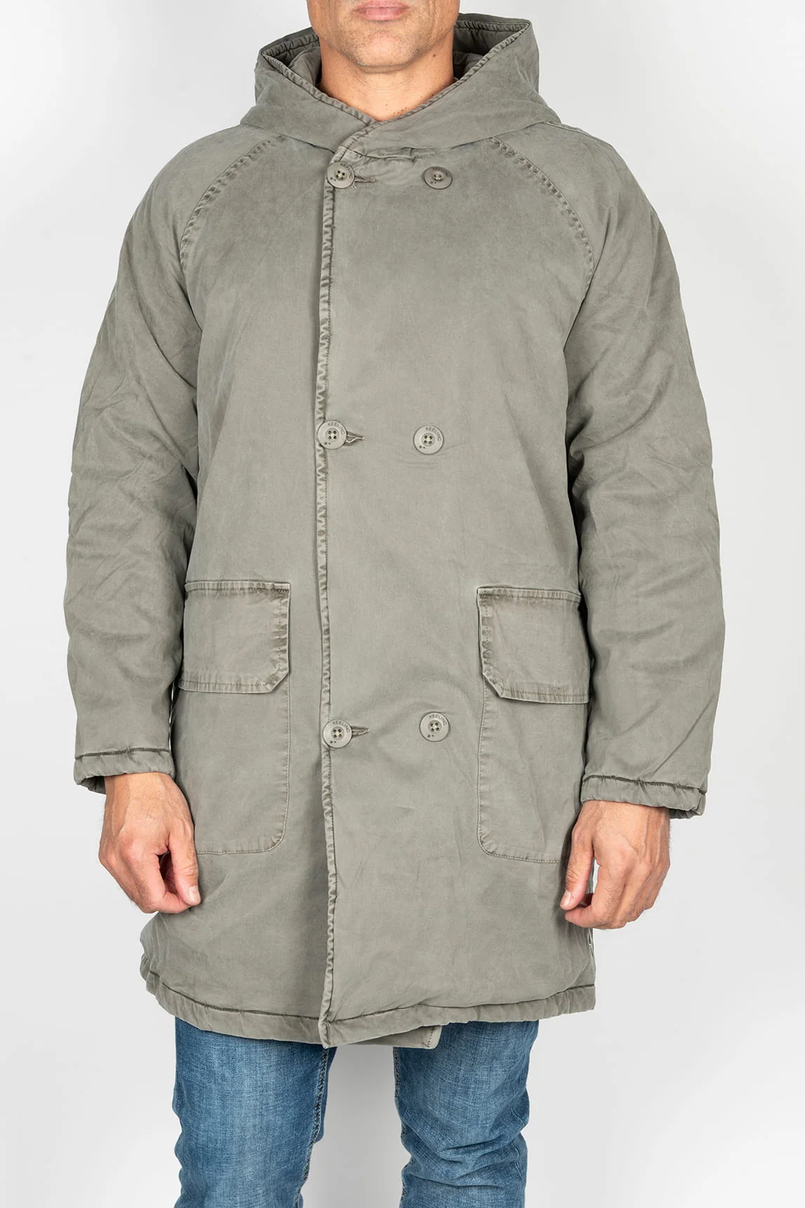 Rivera-Spain Langer grüner Keeling-Parka mit Kapuze