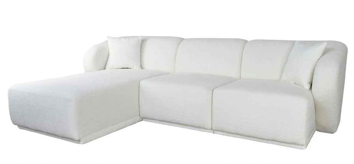 Luxury corner sofa left side white 251 x 166 x H. 75 cm - Modular living room furniture