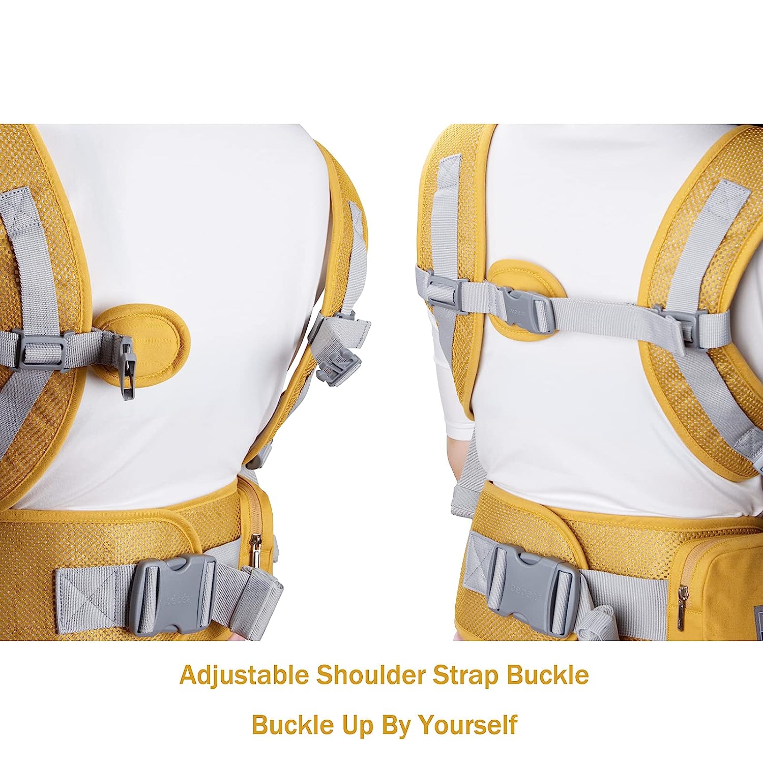 Babytrage für Neugeborene bis Kleinkinder, Baby-Hüfttrage mit Kopfhaube, Taillenverlängerung und 3 Beißpolstern (grau)