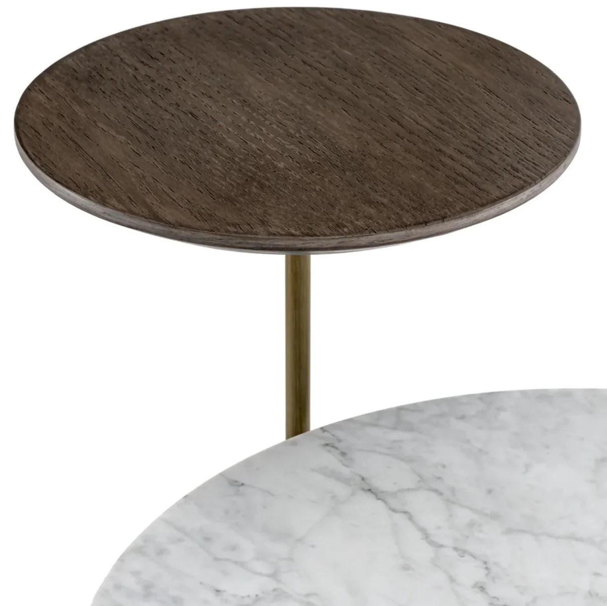 Luxury side table with marble top brown / white / brass 59.5 x 45 x H. 54.5 cm - living room furniture - luxury furniture - living room furnishings - luxury quality