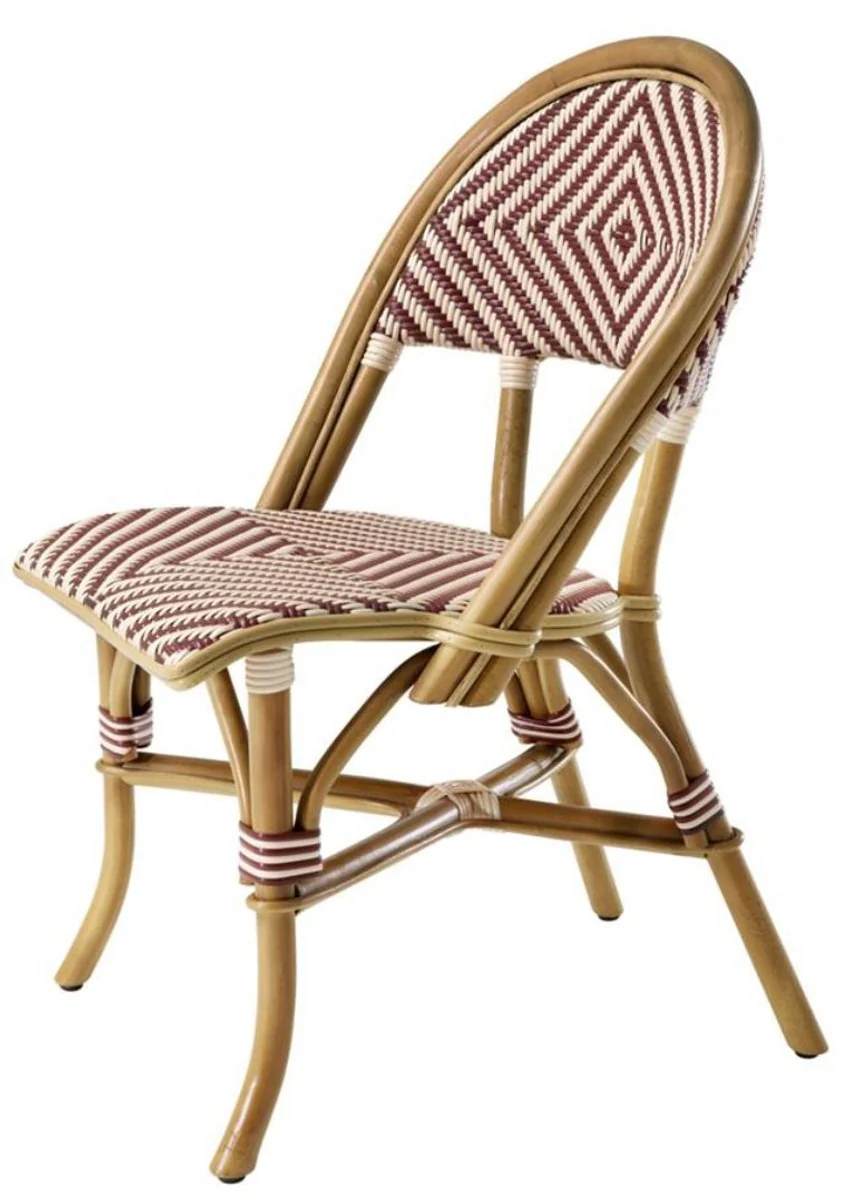 Luxury rattan chair natural colors / burgundy / white 46 x 60 x H. 83 cm - winter garden furniture